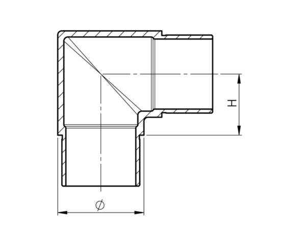 Coude angulaire 90° mâle/mâle pour tube Ø 42,4 mm