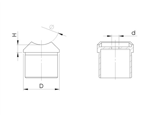 Raccord perpendiculaire version courte liaison poteau - main courante pour tube Ø 42,4 mm