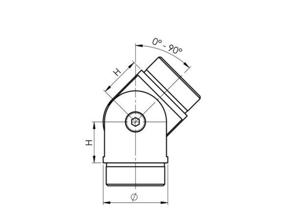 Cardan articulé mâle/mâle pour tube Ø 42,4 mm