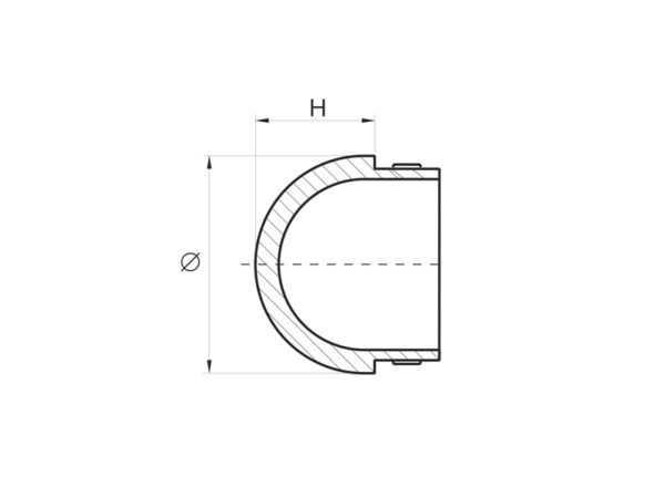 Bouchon demi-sphérique de terminaison pour tube Ø 42,4 mm