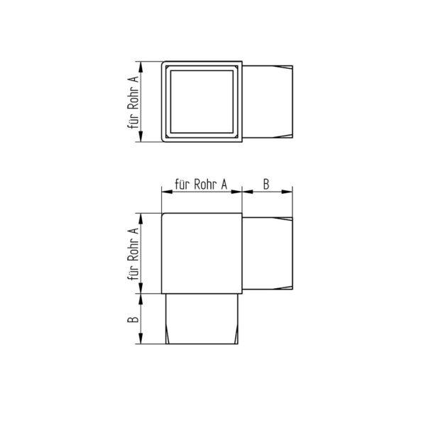 Raccord coude carré 90° | 40 x 40 x 2,0 mm