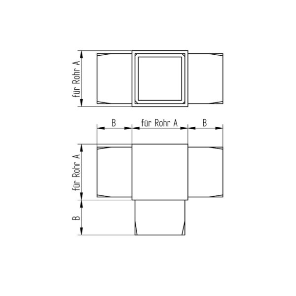 Raccord en T carré | 40 x 40 x 2,0 mm