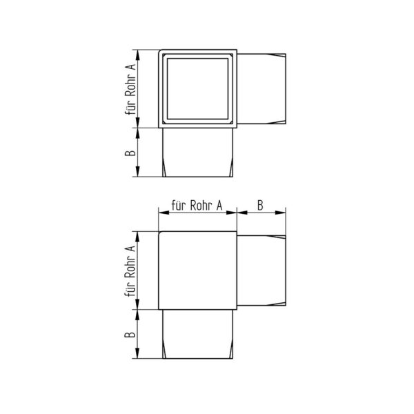 Raccord carré 90°| 40 x 40 x 2,0 mm