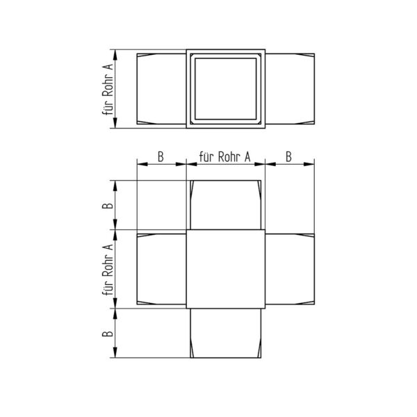 Raccord carré en croix | 40 x 40 x 2,0 mm