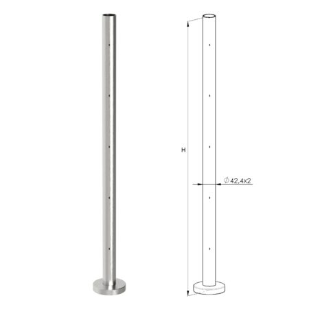 KIT POTEAU ANGLE 90° POSE FIXATION PRÉ-PERÇÉ REMPLISSAGE VERRE | Ø 42,4 x 2 mm