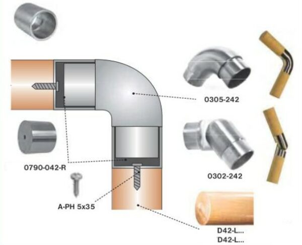 Connecteur femelle bois pour tube Ø 42,4 mm