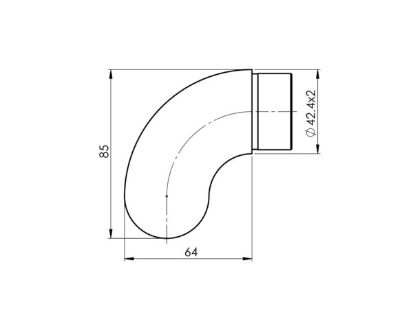 Crosse de terminaison pour tube Ø 42,4 mm