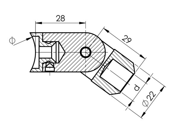 Support ou Cardan articulé pour lisse Ø 12 mm