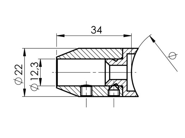 Support fixation axiale pour lisse Ø 12 mm sur tube Ø 42,4 mm