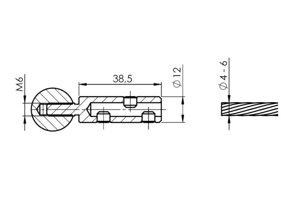 Tendeur fixation déporté sur tube ou plat pour câble Ø 4 à 6 mm