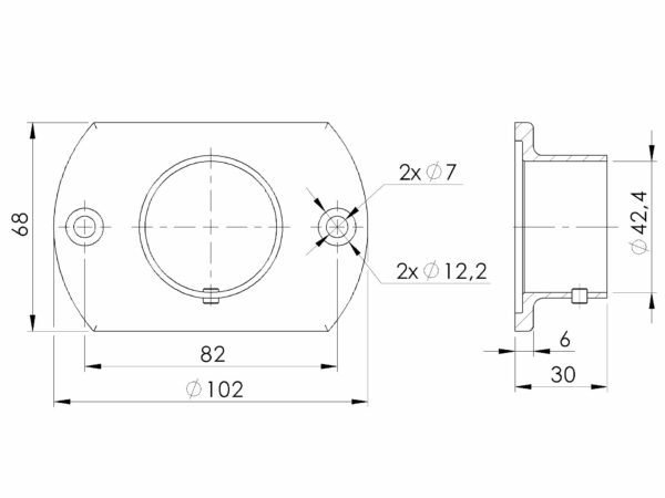 Platine fixation murale Ø42,4 mm