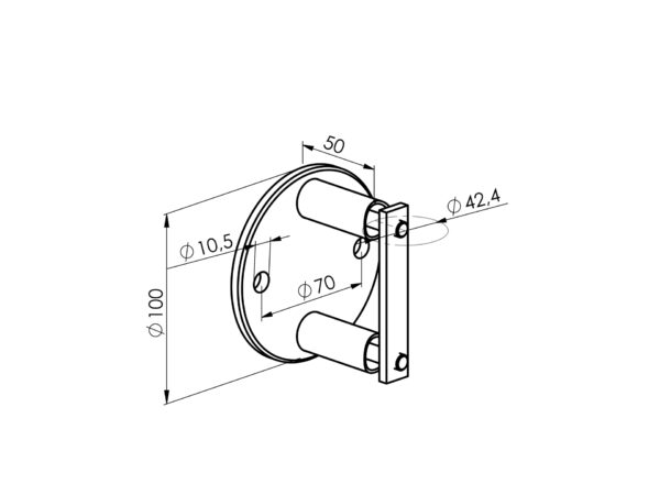 Platine Ø 100 mm fixation en applique pour tube Ø42,4 mm