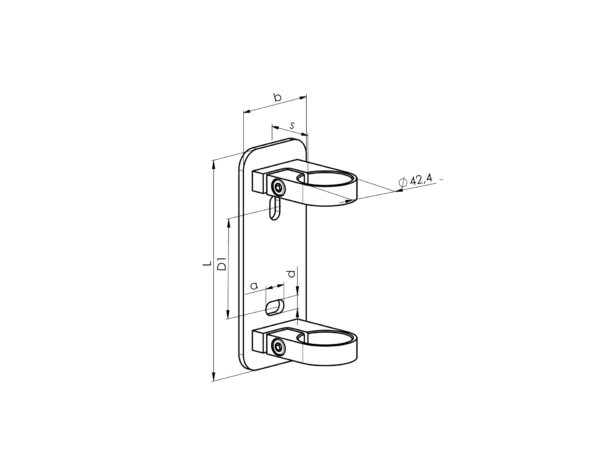 Platine H 135 fixation en applique pour tube Ø42,4 mm