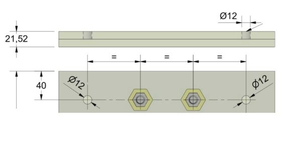 Rail pour marquise aluminium + éclairage LED L 3000 MM