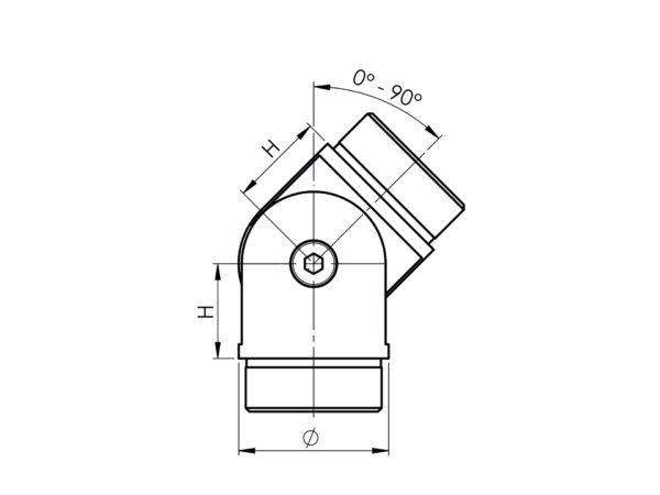 Cardan articulé inox PVD Titane mâle/mâle pour tube Ø 42,4 mm – Image 2